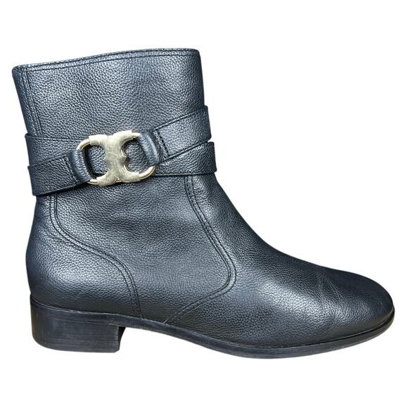 Tory Burch Women’s Gemini Link Black Leather Ankle Boot Size US 9